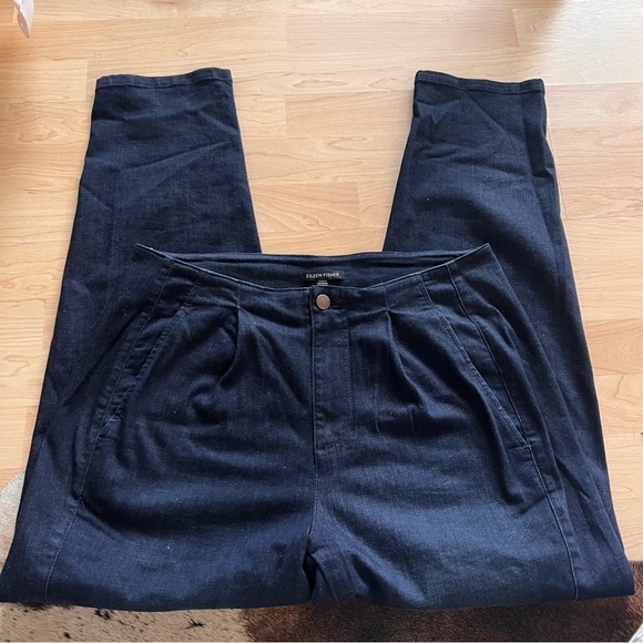 EILEEN FISHER Organic Cotton Stretch Tapered Pant In Utility Blue Size 8 - Picture 4 of 11